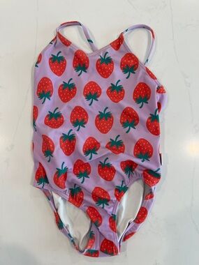 Quince Girls' Strawberry One-Piece Swimsuit - Pink & Red